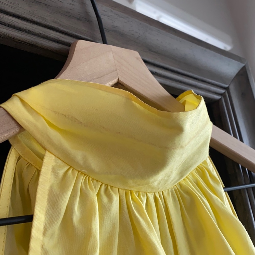 J.Crew Yellow Poplin Tie Neck Top Size 00P - Picture 4 of 7